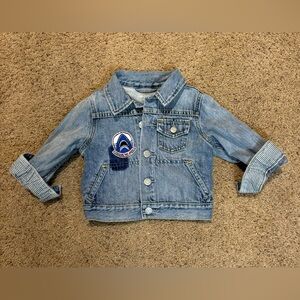 Baby Gap Shark Patch Denim Jacket, button down front. Size 12-18 months.